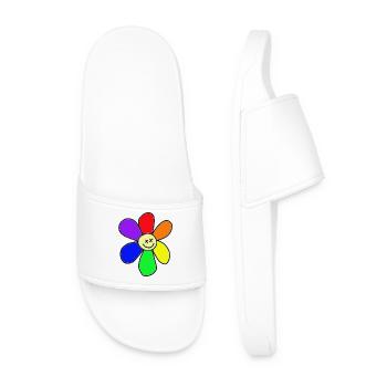 Rainbow flower - Men’s Pool Sliders - white - Front