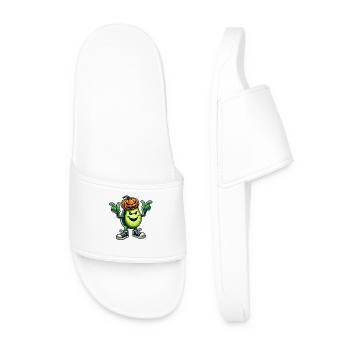 Halloween Avocado Monster Pumpkin Cartoon - Men’s Pool Sliders - white - Front