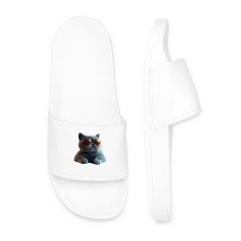 British Shorthair Cat BKH Cat Mom Cute Cats - Men’s Pool Sliders - white - Front