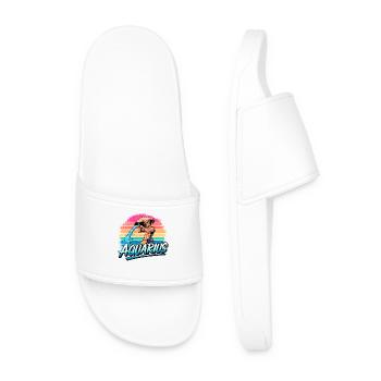 Horoscope Aquarius Astrology Sign Vintage Design. - Men’s Pool Sliders - white - Front