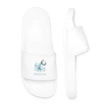 Elegantes Aquarius Sternzeichen Aquarell Geschenk - Männer Badelatschen - Weiß - Vorne