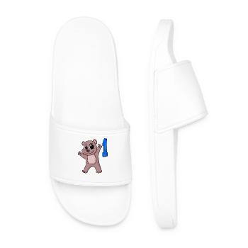 Number 1 Number One - Bear Motif - Men’s Pool Sliders - white - Front