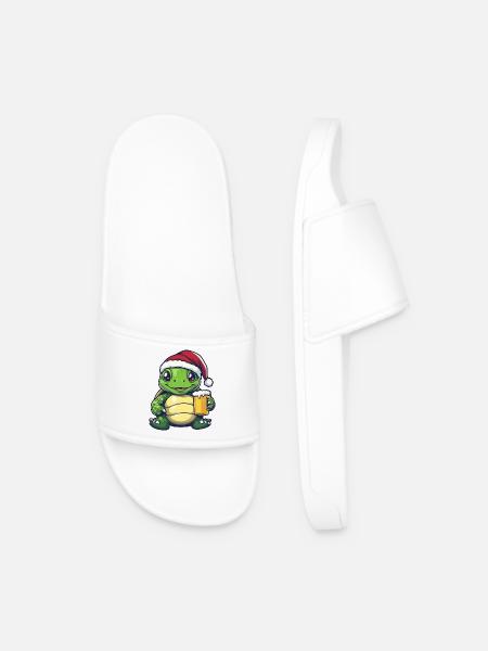 Turtle Beer Xmas Christmas - Men’s Pool Sliders - white