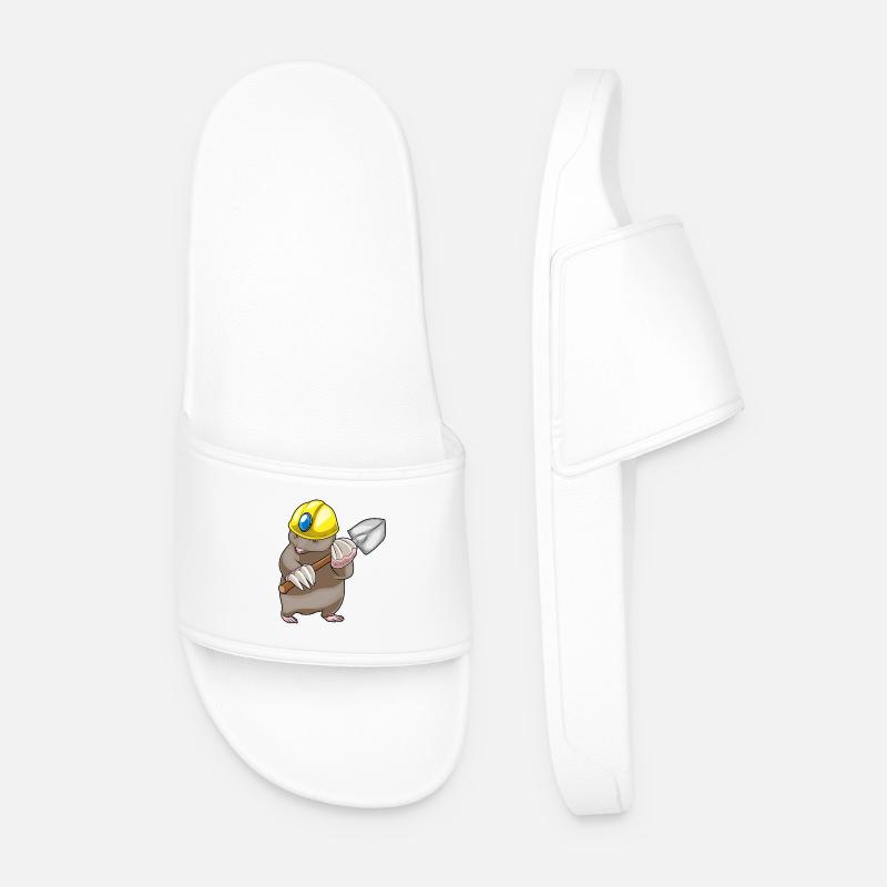 Mole Miner Shovel Mining - Men’s Pool Sliders - white