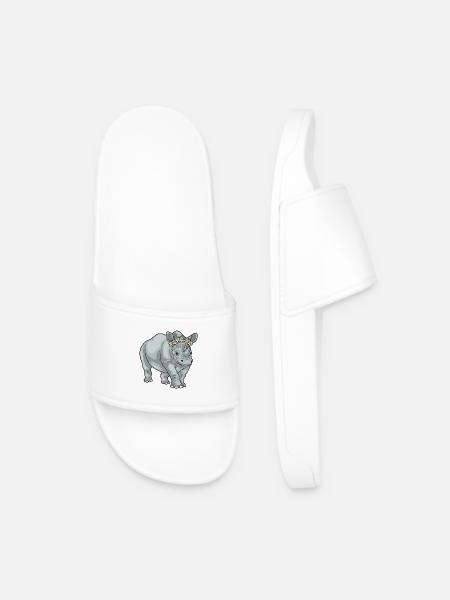 Rhinoceros Daisies - Men’s Pool Sliders - white