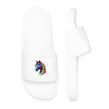 Balade à poney Poney Cavalier Poulain Équitation Ferme à poneys - Claquettes Homme - blanc - Devant