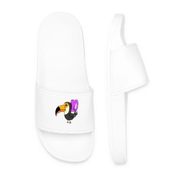 10th Birthday Motif Toucans - Ten - 10 Years - Men’s Pool Sliders - white - Front