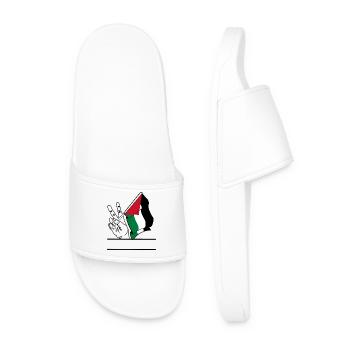 Flag Palestine peace sign text space - Men’s Pool Sliders - white - Front