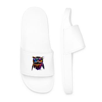 Owl Colorful Rainbow Colors Owl Owl Owl Owl Owl - Men’s Pool Sliders - white - Front