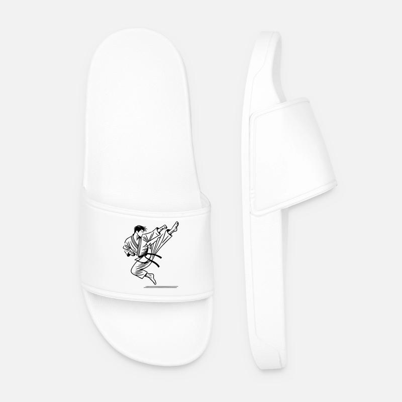 Karataka Karate Fighter teakwondo jiujitsu - Men’s Pool Sliders - white