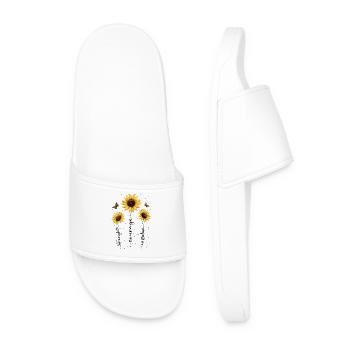 Summer Flowers Flower Inspiration Motivational Saying - Men’s Pool Sliders - white - Front