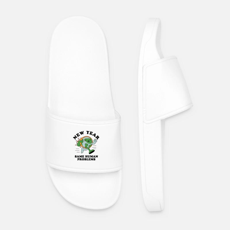 New Year Same Human Problems - Men’s Pool Sliders - white