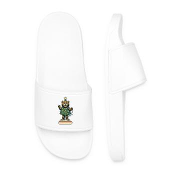 Merry bear with Christmas lights - Men’s Pool Sliders - white - Front