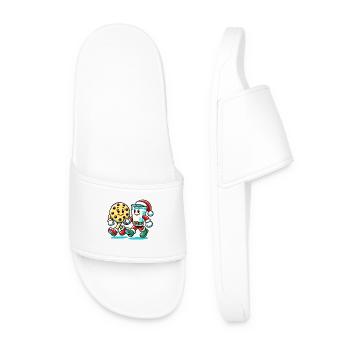 Merry Christmas Time Cookies And Milk - Men’s Pool Sliders - white - Front