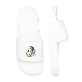 Canard drôle de Noël avec des guirlandes lumineuses - Claquettes Homme - blanc - Devant