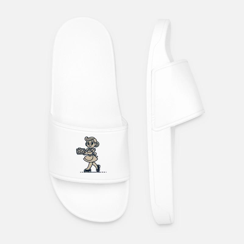 Cuisinier joyeux avec des biscuits - Claquettes Homme - blanc