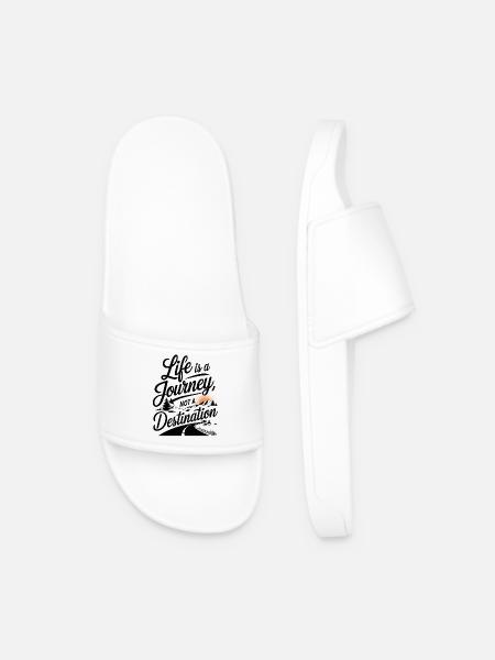 Life Is a Journey Motivational Design - Men’s Pool Sliders - white