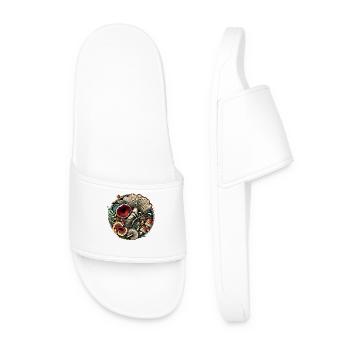 Design von komplizierten Pilzen und Waldelementen - Männer Badelatschen - Weiß - Vorne
