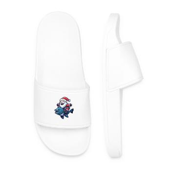 Piranha Poisson Père Noël Dessin animé - Claquettes Homme - blanc - Devant