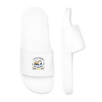 Little Digger Big Dreams – Cute Excavator Design - Men’s Pool Sliders - white - Front