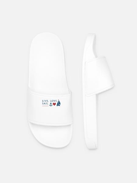 Live Love Sail – Maritimes Segel-Motiv - Männer Badelatschen - Weiß