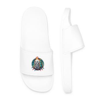 Skeleton with fairy lights fear at Christmas - Men’s Pool Sliders - white - Front