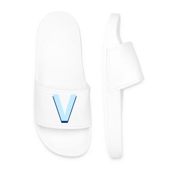 Lettre v bleu pop et moderne - Claquettes Homme - blanc - Devant