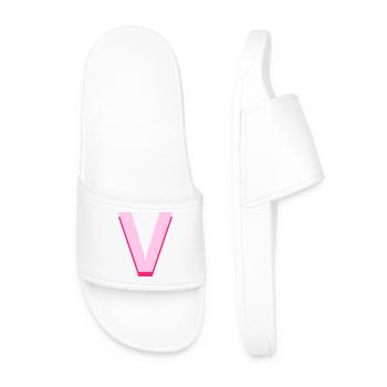 Lettre v rose pop et moderne - Claquettes Homme - blanc - Devant