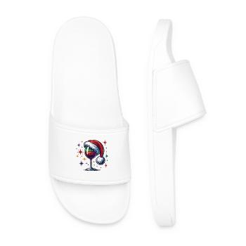 Verre à vin de Noël avec chapeau de Père Noël - Claquettes Homme - blanc - Devant