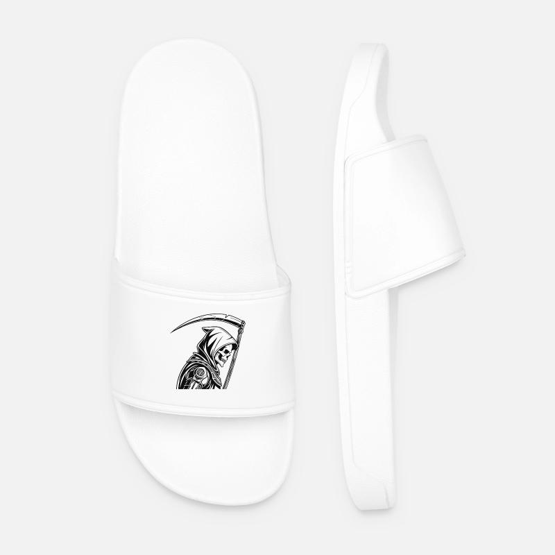 FUTURISTIC GRIM REAPER - Men’s Pool Sliders - white