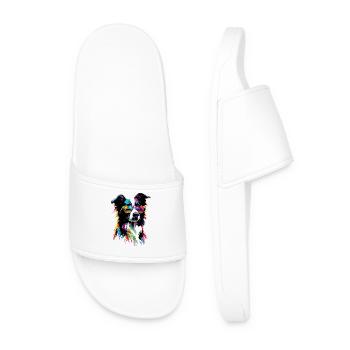 border collie chien amant chiot mignon collies - Claquettes Homme - blanc - Devant