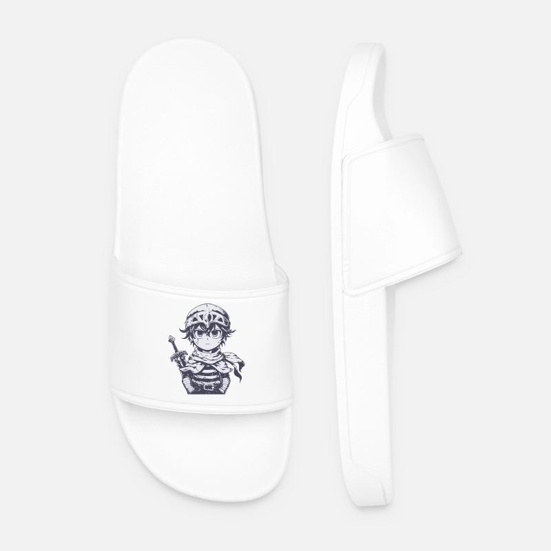 Little Forest Knight with Sword - Men’s Pool Sliders - white