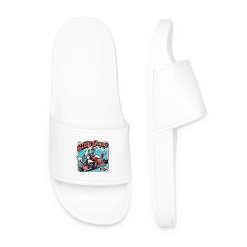Silly Goose on the gas in a go-kart - Men’s Pool Sliders - white - Front
