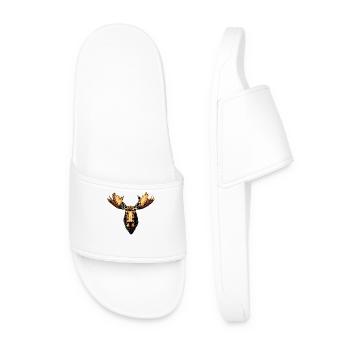 Moose Mosses Bull Elk Antlers Deer Wild Moose - Men’s Pool Sliders - white - Front