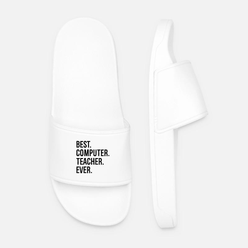 best computer teacher ever - Men’s Pool Sliders - white