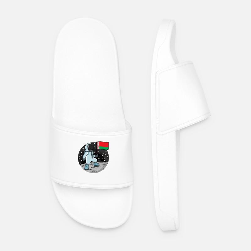 Astronaut Flag Belarus - Men’s Pool Sliders - white