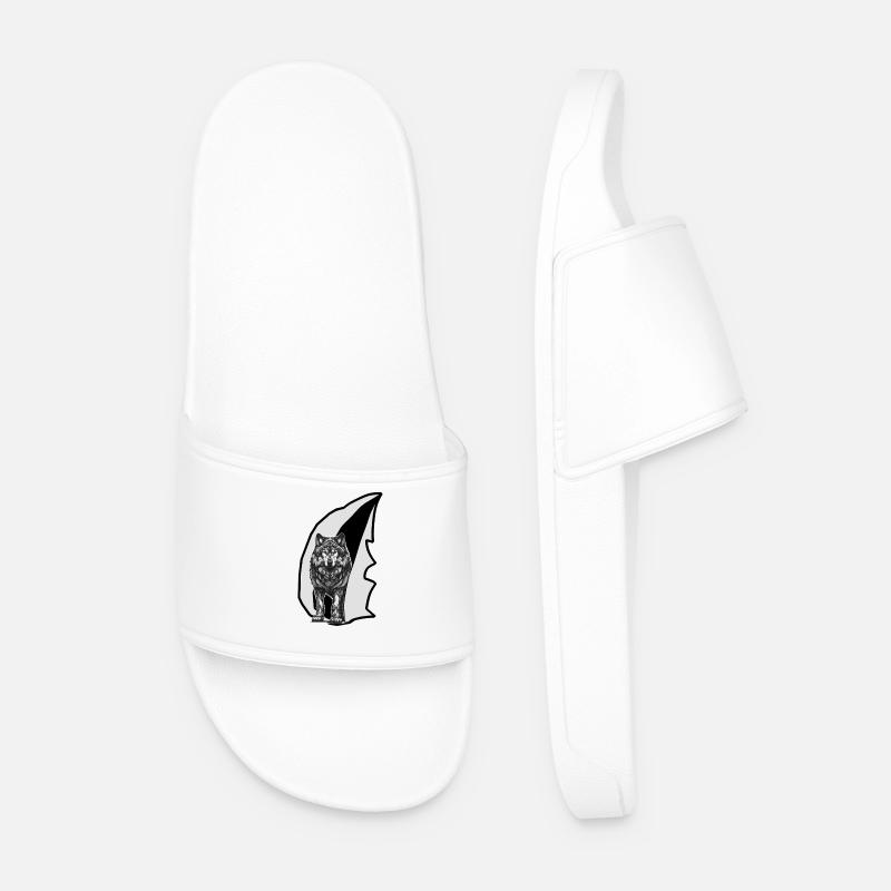 Wolf Wolves She-Wolf - Men’s Pool Sliders - white