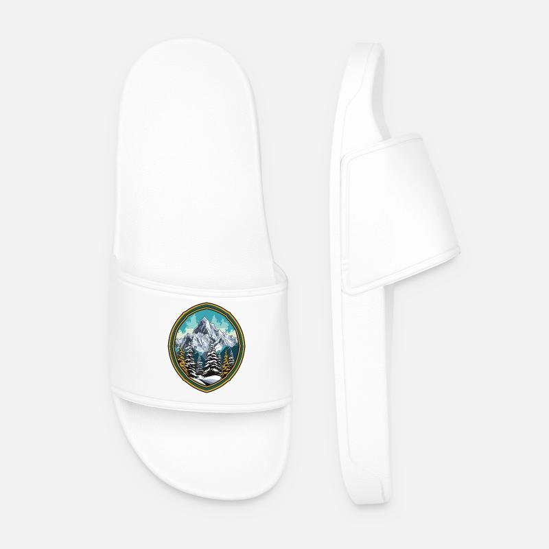 Mountains Forest Summits Ski - Men’s Pool Sliders - white