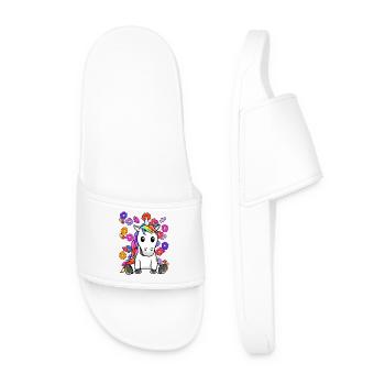 Rétro Licorne Fleurs Été Enfant Enfants Cheval - Claquettes Homme - blanc - Devant
