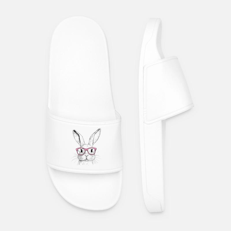 Hasenohren Bunny Brille Kaninchen Hase Geschenk - Männer Badelatschen - Weiß