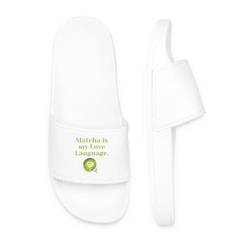 Matcha is My Love Language – Geschenk für Tee Fans - Männer Badelatschen - Weiß - Vorne