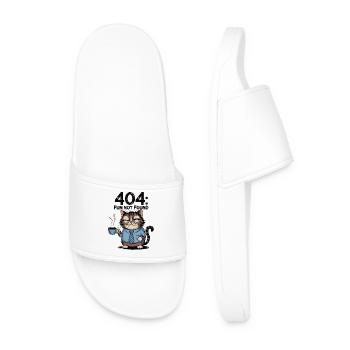 404 Spaß Nicht gefunden - müde Kaffeekatze Arbeit Meme - Männer Badelatschen - Weiß - Vorne