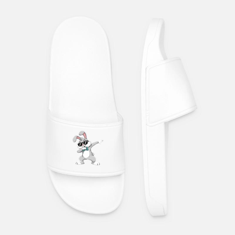 dubbing bunny happy easter - Men’s Pool Sliders - white