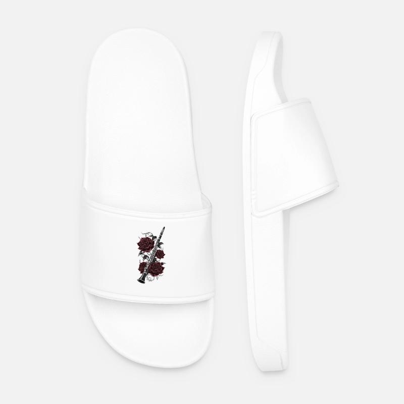 Clarinet with roses artwork - Men’s Pool Sliders - white