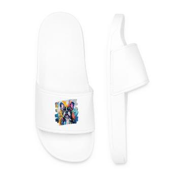 Bouledogue français Frenchie - Claquettes Homme - blanc - Devant