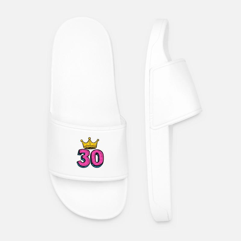 30 Number Crown - Men’s Pool Sliders - white