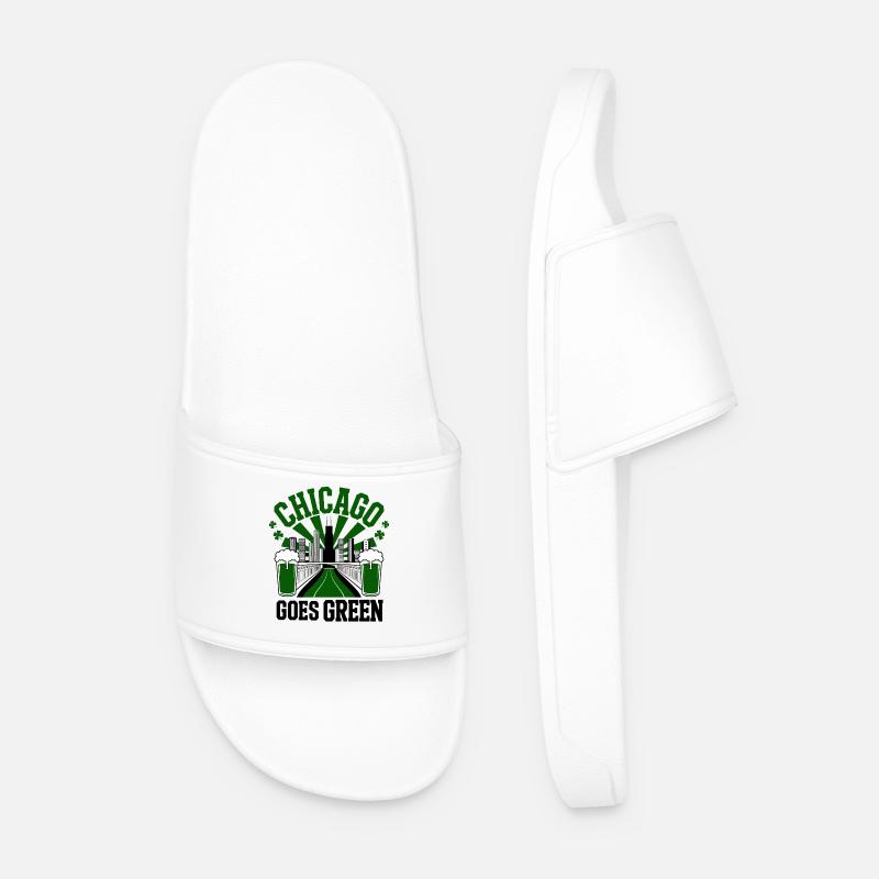 Chicago Goes Green - Men’s Pool Sliders - white