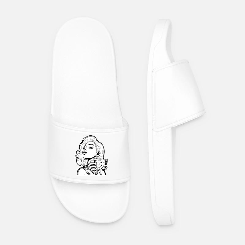 Graphic motif "Comic face" - Men’s Pool Sliders - white