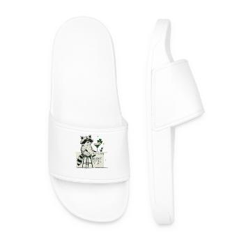 Shamrock's Cocktail Club Raccoon St. Patrick's - Men’s Pool Sliders - white - Front