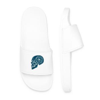 Bicycle Lover Skull Gear Art - Men’s Pool Sliders - white - Front